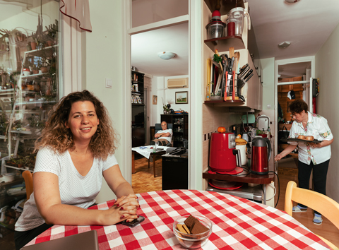 Tower block with red filter, on cover of 'Marius Svaleng Andresen, Life in the New', by Kerber.