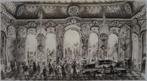 Large black ink font on white cover of art monograph 'Andreas Chwatal, Ink Wash on Paper', by Kerber.