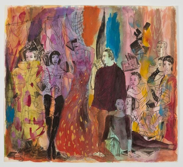 Large black ink font on white cover of art monograph 'Andreas Chwatal, Ink Wash on Paper', by Kerber.