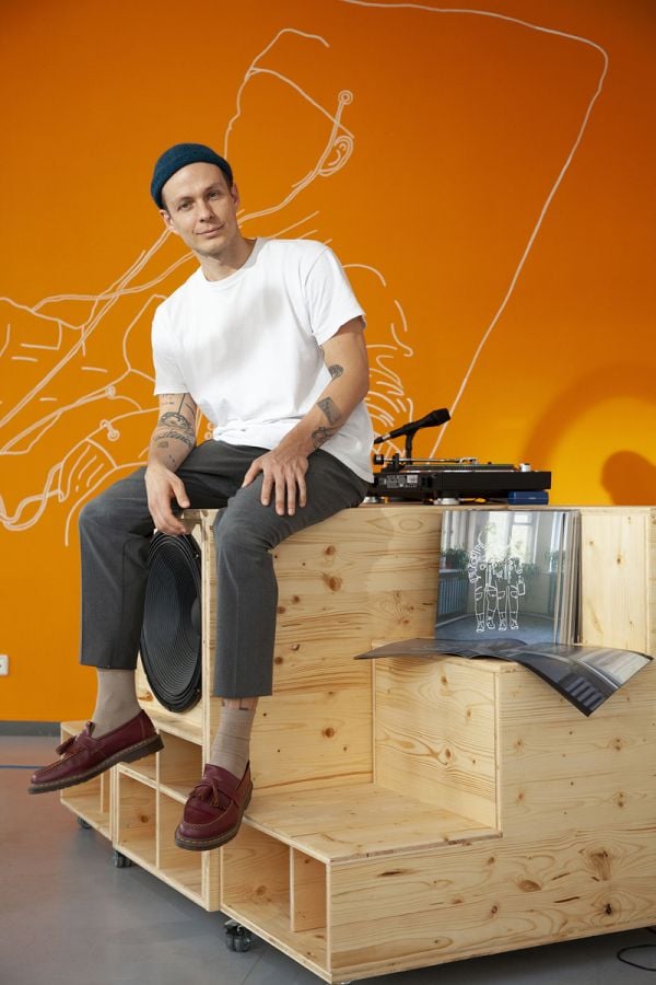 Bright blue cover of 'Existing Otherwise', by Kerber.