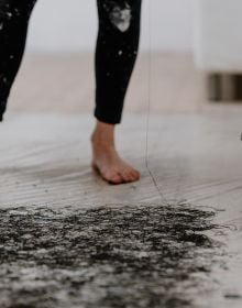 Book cover of Infinite Walk: Katharina Lehmann, with black thread painting. Published by Kerber.