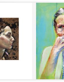 Book cover of Kathrin Landa, with a self-portrait portrait painting. Published by Kerber.
