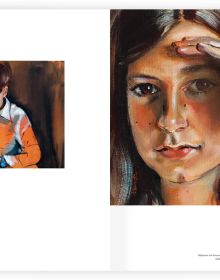 Book cover of Kathrin Landa, with a self-portrait portrait painting. Published by Kerber.