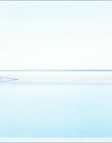 White landscape book cover of Rainer Zerback, The World Without Us, featuring a seascape with diving platform, misty mountains behind. Published by Kerber.