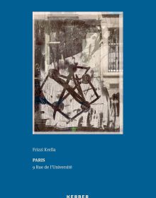 Blue book cover of Frizzi Krella, Paris - 9 Rue de l’Université', featuring a building with windows overlaid with black abstract star shape. Published by Kerber.
