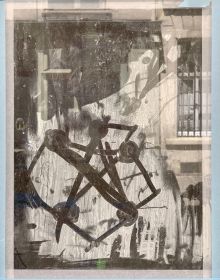 Blue book cover of Frizzi Krella, Paris - 9 Rue de l’Université', featuring a building with windows overlaid with black abstract star shape. Published by Kerber.