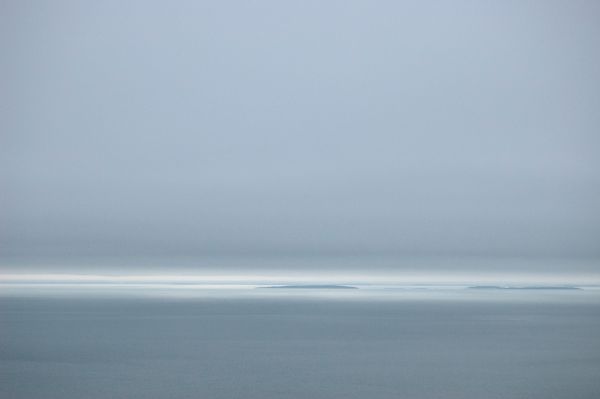 Book cover of Sylvie Leblanc: H2O-scapes, with a serene image of the sea. Published by Kerber.