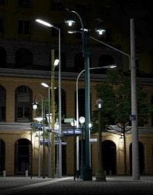 Book cover of Albert Coers: Streets Names Lights. A Monument for the Mann Family, with a collection of street lamps. Published by Kerber.