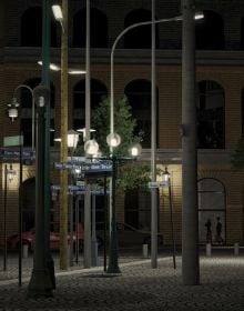 Book cover of Albert Coers: Streets Names Lights. A Monument for the Mann Family, with a collection of street lamps. Published by Kerber.