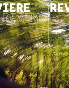 Book cover of Marieken Verheyen: Reviere/Realms, with a blurred shot of green forest. Published Kerber.