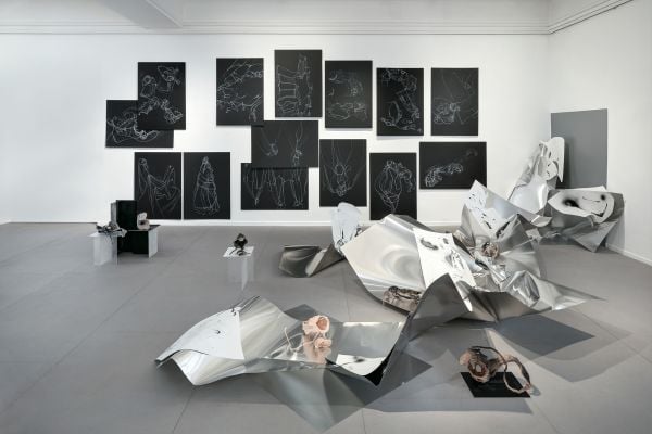 Book cover of Nina Annabelle Märkl: Scapes, with preparatory sketches of objects. Published by Kerber.