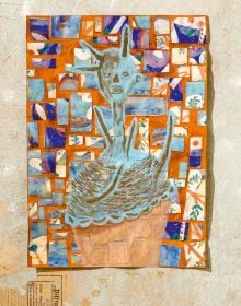 Book cover of Tempel: Susanne Ring, with a clay figurine with arms in the air, standing on wall shelf. Published by Kerber.
