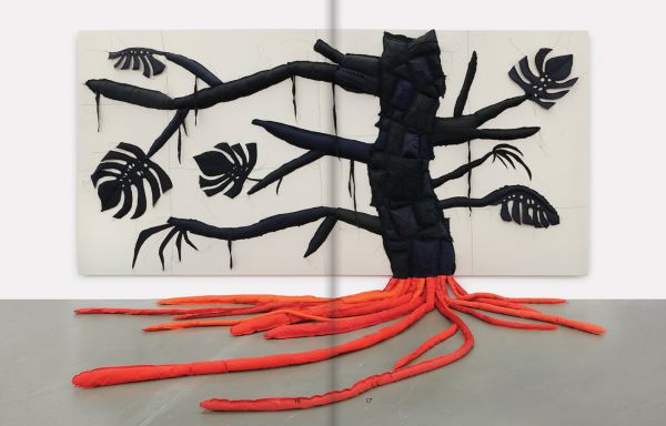 Book cover of Hoda Tawakol: Some Ties Linger On; featuring a large fabric sculpture wrapped in twine. Published by Kerber.