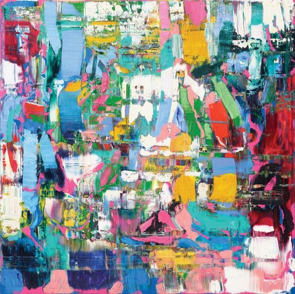 Book cover of Tremble Like a Flower: Szilard Huszank; featuring a colourful, abstract painting. Published by Kerber.