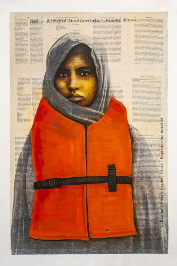 Book cover of Which Side Are You On? Rajkamal Kahlon, featuring a painting of a figure carrying a Prada shopping bag. Published by Kerber.