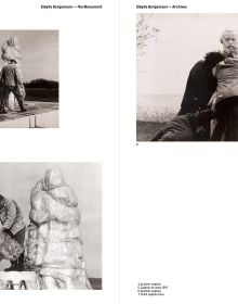 Book cover of The Monument: Sibylle Bergemann; featuring two large stone figures with their head and shoulders missing. Published by Kerber.