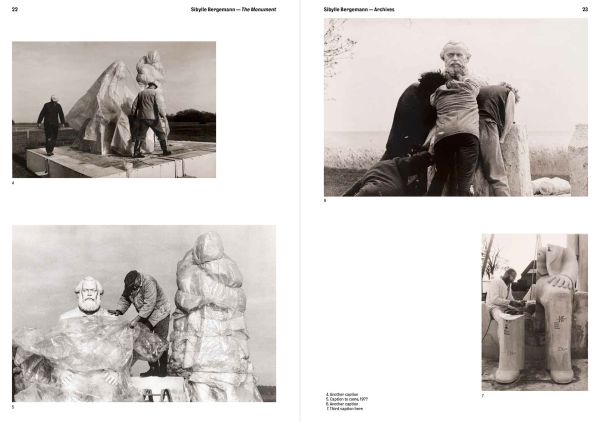 Book cover of The Monument: Sibylle Bergemann; featuring two large stone figures with their head and shoulders missing. Published by Kerber.