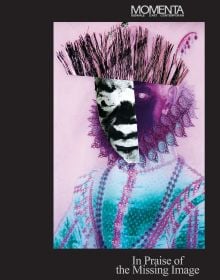Book cover of MOMENTA: In Praise of the Missing Image; featuring a montage of images. Published by Kerber.
