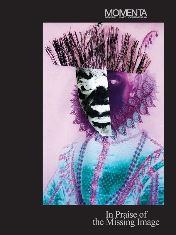 Book cover of MOMENTA: In Praise of the Missing Image; featuring a montage of images. Published by Kerber.