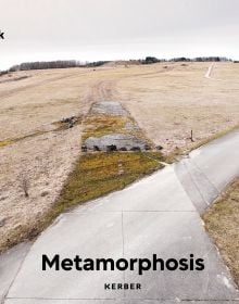 Book cover of Metamorphosis: Rainer Zerback; featuring a path winding through a desolate landscape with an adjoining one removed. Published by Kerber.