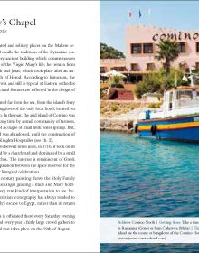 Colourful wooden boat, near centre of bright blue cover of '111 Places in Malta That You Shouldn't Miss', by Emons Verlag.