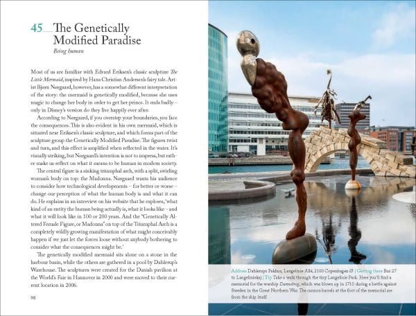 Book cover of 111 Places in Copenhagen That You Shouldn't Miss; with a mermaid statue. Published by Emons Verlag.
