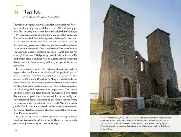 Gold Canterbury cross near centre of dark blue cover of '111 Places in Canterbury That You Shouldn't Miss', by Emons Verlag.