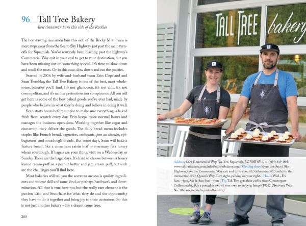 Black bear cub near center of emerald green cover of '111 Places in Whistler That You Must Not Miss', by Emons Verlag.