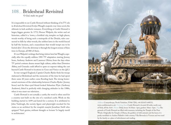 Yorkshire rose badge near center of blue cover of '111 Places in Yorkshire That You Shouldn't Miss', by Emons Verlag.