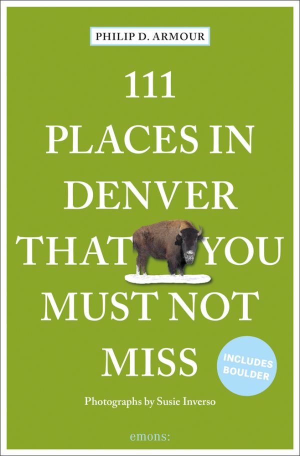 Book cover of 111 Places in Denver That You Must Not Miss, with a Bison. Published by Emons Verlag.