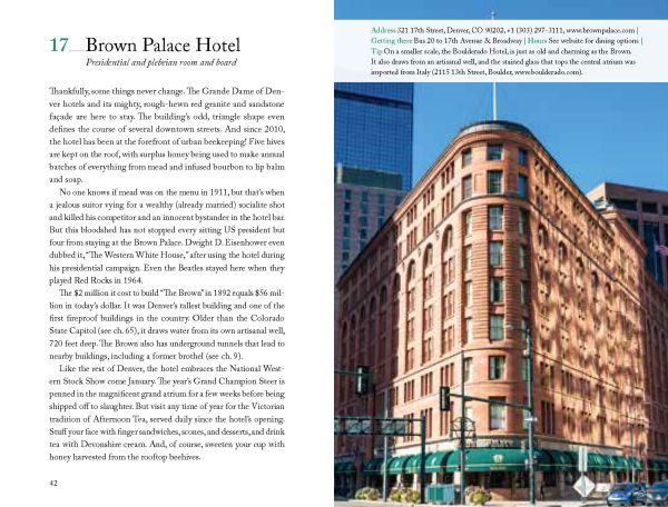 Book cover of 111 Places in Denver That You Must Not Miss, with a Bison. Published by Emons Verlag.