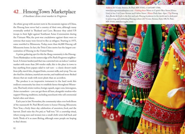 Sailing boat near center of lime green cover of '111 Places in the Twin Cities That You Must Not Miss', by Emons Verlag.