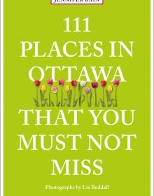 Book cover of 111 Places in Ottawa That You Must Not Miss, with a line of colourful tulips. Published by Emons Verlag.