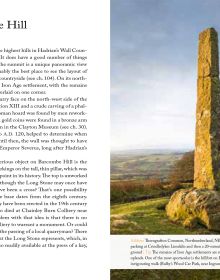 Two stone pillars near center of dark purple cover of '111 Places Along Hadrian's Wall That You Shouldn't Miss', by Emons Verlag.