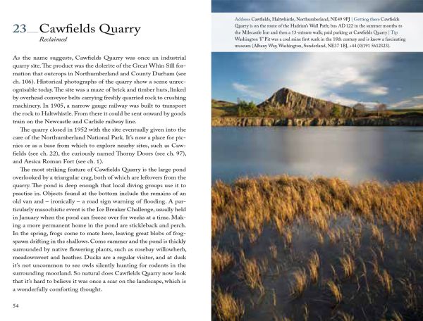 Book cover of 111 Places Along Hadrian's Wall That You Shouldn't Miss, with two stone pillars. Published by Emons Verlag.