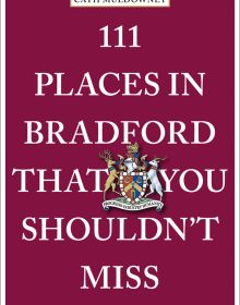 Book cover of 111 Places in Bradford That You Shouldn't Miss, with the council coat of arms. Published by Emons Verlag.