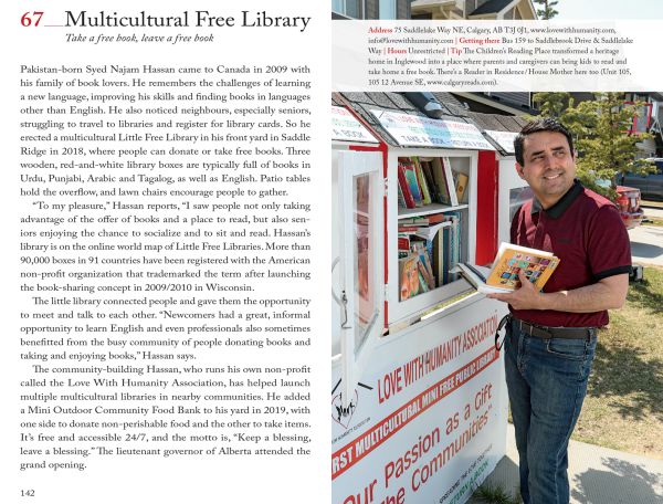 Black bull near centre of red cover of '111 Places in Calgary That You Must Not Miss', by Emons Verlag.