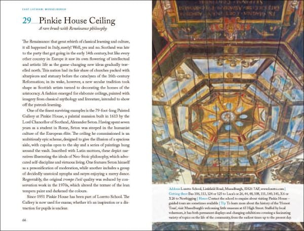 Book cover of 111 Places in the Lothians and Falkirk That You Shouldn't Miss, with head of a unicorn. Published by Emons Verlag.