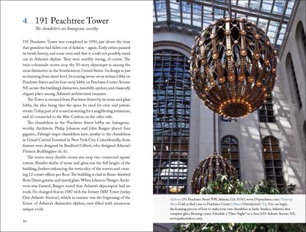 Book cover of 111 Places in Atlanta That You Must Not Miss, with an orange and yellow Phoenix. Published by Emons Verlag.