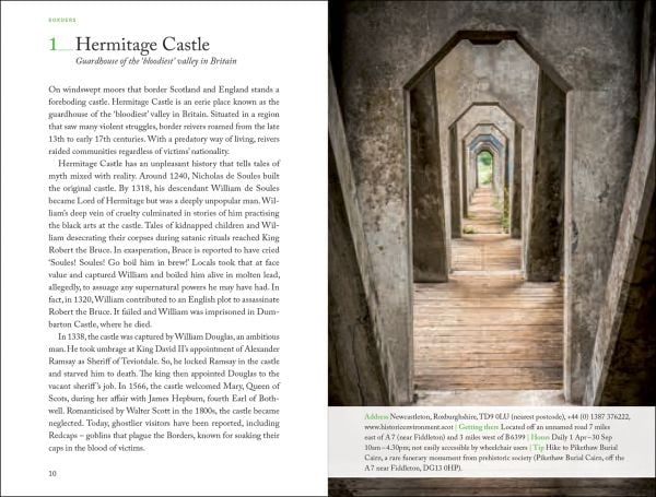 Book cover of 111 Dark Places in Scotland That You Shouldn't Miss; featuring a statue. Published by Emons Verlag.