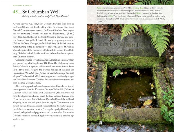 Book cover of 111 Dark Places in Scotland That You Shouldn't Miss; featuring a statue. Published by Emons Verlag.