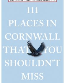 Book cover of 111 Places in Cornwall That You Shouldn't Miss, with a black Cornish crown. Published by Emons Verlag.