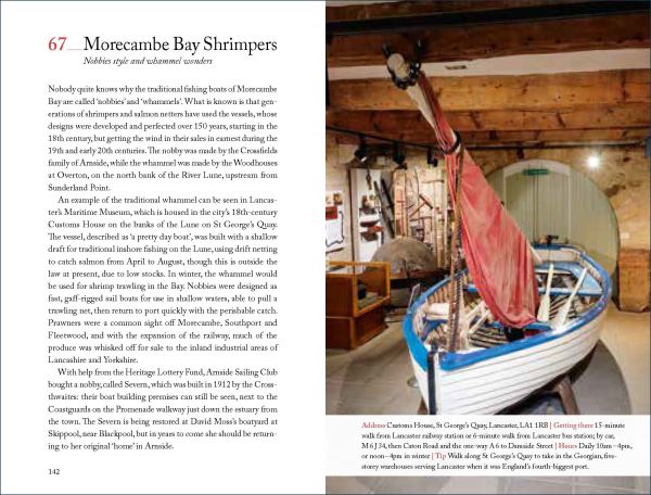 Book cover of 111 Places in Lancaster and Morecambe That You Shouldn't Miss, with a bronze statue of Eric Morecambe performing his trademark side kick. Published by Emons Verlag.