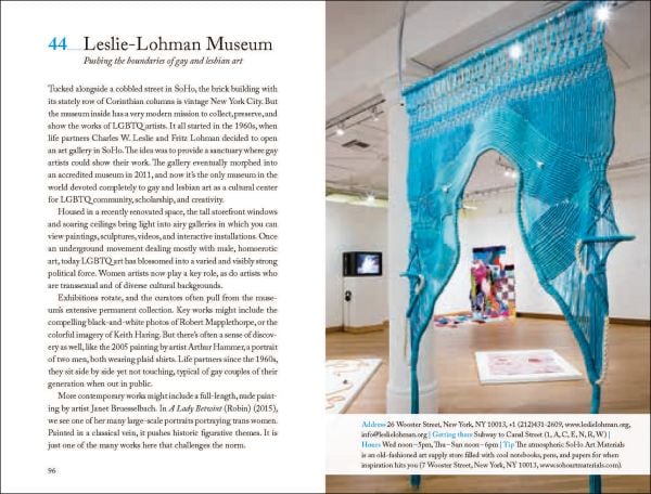 Book cover of 111 Museums in New York That You Must Not Miss, with a colourful city skyline. Published by Emons Verlag.