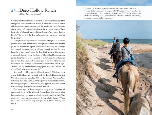 Book cover of 111 Places in the Hamptons That You Must Not Miss, featuring three swimmers. Published by Emons Verlag.