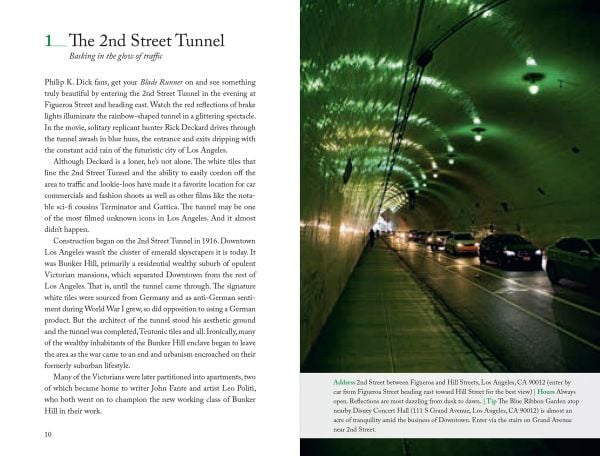 Book cover of 111 Places in Los Angeles That You Must Not Miss, with a row of palm trees with mountain behind. Published by Emons Verlag.