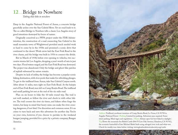 Book cover of 111 Places in Los Angeles That You Must Not Miss, with a row of palm trees with mountain behind. Published by Emons Verlag.