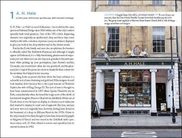 Book cover of 111 Places in Bath That You Shouldn't Miss; featuring The Royal Crescent; a grand, circular ring of large Georgian townhouses. Published by Emons Verlag.