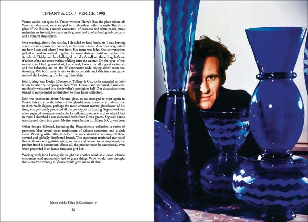 Book cover of Matteo Thun's Stories, with the architect sitting on a table, smiling while looking to his right. Published by Callwey.