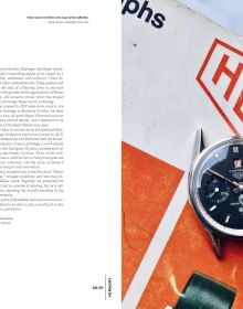 Book cover of Heuer Chronographs: 1960-1980s – Fascination of Timekeepers and Motor Sports; featuring Steve McQueen wearing a Heuer watch. Published by Callwey.
